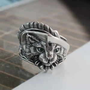 Kavalier Katze offener Ring Schmuck silber Tier Kätzchen Kätzchen verstellbar Größenverstellbar - Bild 1 von 7