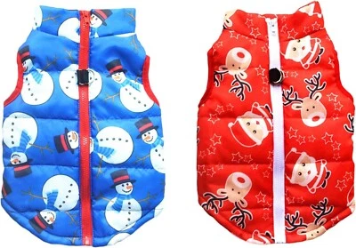 SEIS 2 Pcs Christmas Dog Coat-Jacket Snowman/Raindeer Motif Harness Hook NWOT: C - Image 1 of 4