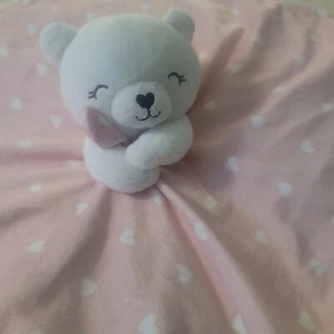 Carters Just One You rosa weiße Herzen Teddybär Sicherheitsdecke weich Lovey - Bild 1 von 4