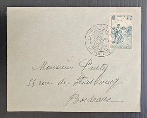 1945 France Cover ties 6Fr Stamp cd Bordeaux sent locally - Bild 1 von 2