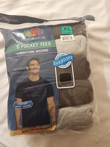 Fruit of The Loom Men's Pocket Tees,Moisture Wicking, Crew Neck , T-Shirt XL - Picture 1 of 2