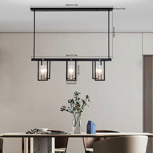Modern 6-Light Kitchen Linear Pendant Light Fixture Gold Finish with Clear Glass - Picture 1 of 16