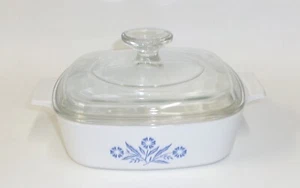 Vintage Corning Ware Blue Cornflower 1 Qt Casserole Dish A-1-B w/ Pyrex Lid - Picture 1 of 6
