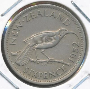 New Zealand 1952 Sixpence 6d George VI - Very Fine - Picture 1 of 3