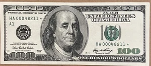 100 Dollar Star Note 2006 HA 000-48211* Low Serial Number DETROIT, MI ZIP Code - Picture 1 of 2