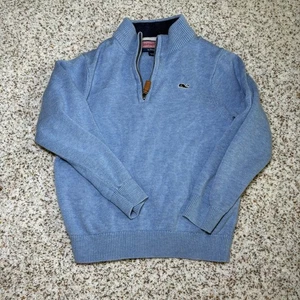 Vineyard Vines 1/4 Zip Sweater L 16 Light Blue Lightweight Pullover Youth - Picture 1 of 10