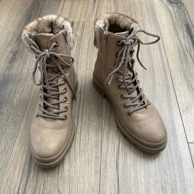 Steve Madden Womens size 8.5 Keystone Tan Lug Hiker Boots Lace Up Combat Moto - Image 1 of 4