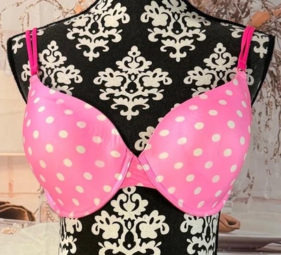 Sujetador Victoria’s Secret Mujer Demi Cup Rosa/Blanco Lunares Doble Tirantes 36DD Foto 1 de 4