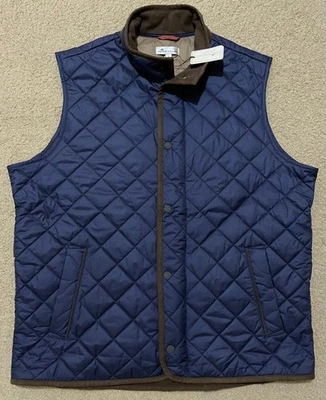 Peter Millar Essex Quilted Travel Vest Mens L Blue Zip Fleece Lined (Logo) NWT - Image 1 of 4