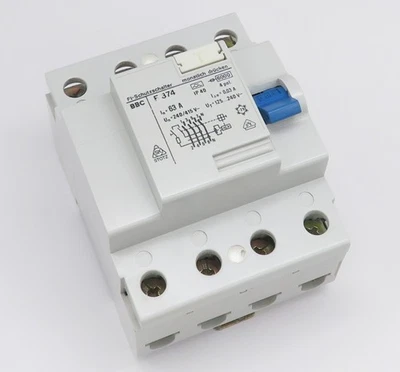 BBC F374-63/0,03 FI-Schutzschalter Typ A Fehlerstromschutzschalter 63A 30mA 4pol - Image 1 of 4