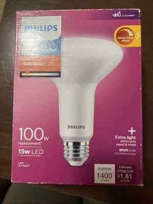 Philips Warm Glow 100W Equivalent Soft White BR30 Medium Dimmable LED Floodlight - Image 1 of 4