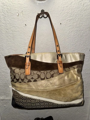 Bolsa tote VNTG Y2K Coach Ltd Ed grande onda camurça galeria. G043-1441 Bom 🔥 - Imagem 1 de 4