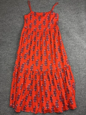 Boden Sundress Womens 8r Orange Tiered Spaghetti Strap Midi Dress Pockets Boho - Image 1 of 4