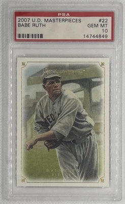 2007 U.D. Masterpieces BABE RUTH #22 RED SOX HOF GOAT PSA 10 GEM MINT 🌶️🥵 - Image 1 of 2