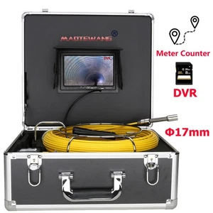 7" Meter Counter 8GB DVR Pipe Sewer Inspection Video Camera IP68 LED Adjustable - Picture 1 of 22