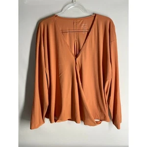 Camicetta ADAY THAT'S A WRAP TOP ARANCIONE CONVERTIBILE VIAGGIO 5 IN 1 SCOLLO A V grande - Foto 1 di 7
