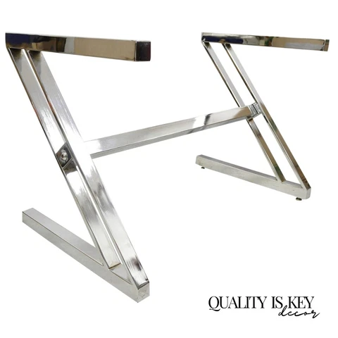 Mid Century Modern Chrome Frame Z Shaped Metal Desk Dining Table Base Cover