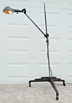 Vintage Industrial Woodward Floor Lamp OC White Era Light Task Factory Workshop - Image 1 of 4