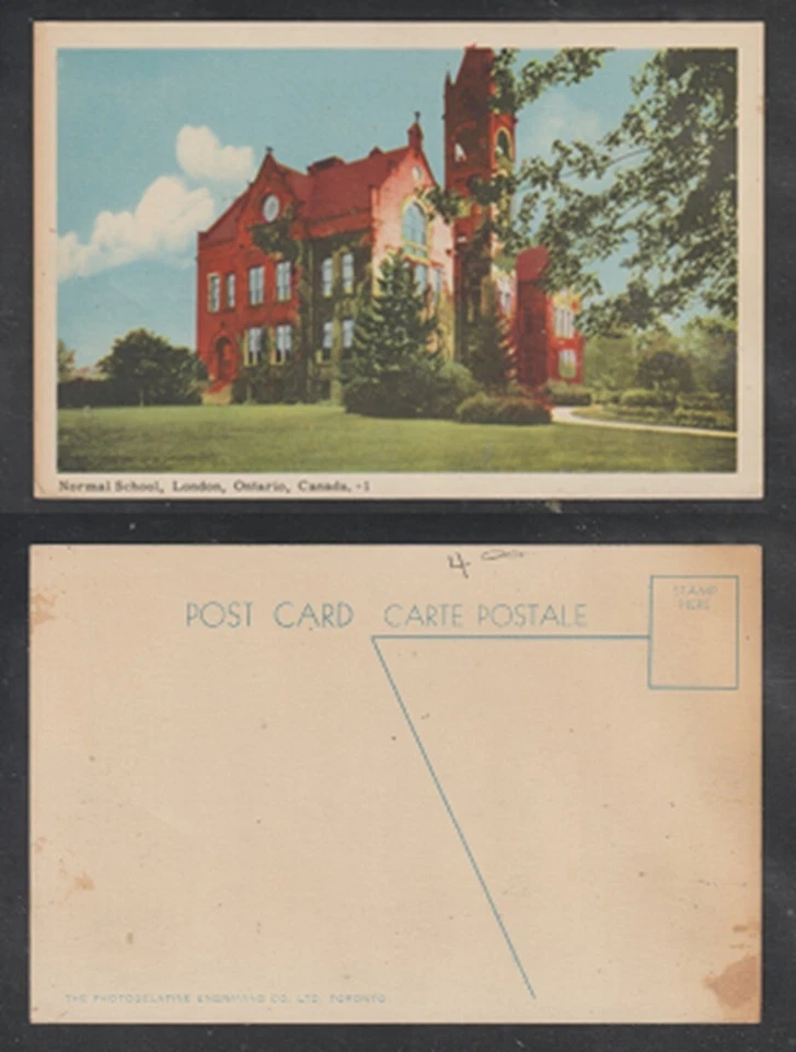 London Ontario Postcard Normal School White Border Unused Publisher PECO - Image 1 of 3