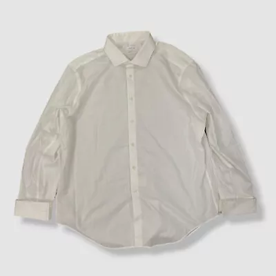$80 Camisa de vestir Calvin Klein para hombre blanca espiga puño francés talla 17,5 32/33 Foto 1 de 4