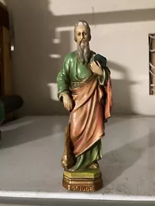 Chalkware Statuary 1939 St Jude 9” Chalkware Statue, Made Italy - Picture 1 of 6
