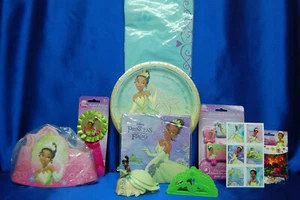 Juego de fiesta Princesa y la rana # 9 invita platos de tiana vela servilleta pastel superior - Imagen 1 de 4