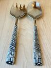 2 Piece Set Christmas Present Spoon Fork Salad Server Pewter Stainless Steel