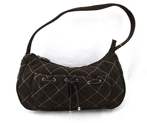 VERA BRADLEY Brown Espresso Quilted Ribbon Bow Shoulder Bag Purse - Picture 1 of 6
