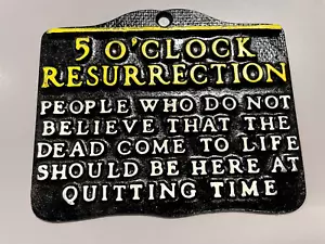 Vintage Cast Aluminum Sign - Mid-Century - 5 O'Clock Resurrection - 5" x 5" - Picture 1 of 4