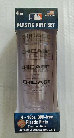 Chicago White Sox 4 Pack Boxed Plastic Pint  Set 16 Oz  MLB Cover
