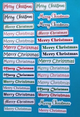 MERRY CHRISTMAS 30 x Die Cuts Toppers Card Making Sentiments Banners - image 1 of 2