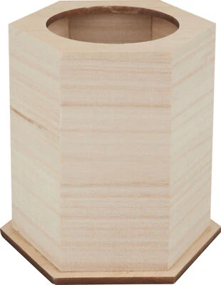 VBS Holz-Stiftebox 6-eckig 11x11,5x10 Holz unbehandelt Kinder Schreibtisch - Bild 1 von 3