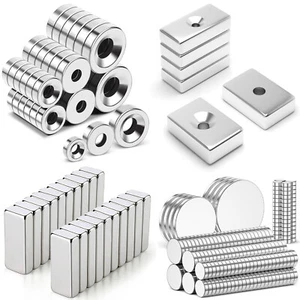 Super Strong Neodymium Magnet Rare Earth Round Hole Cuboid Holder Hook Fishing - Picture 1 of 36