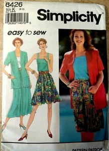8426 Vintage Simplicity Pattern Misses Skirt Top Unlined Jacket UNCUT Size 8-12 - Picture 1 of 7