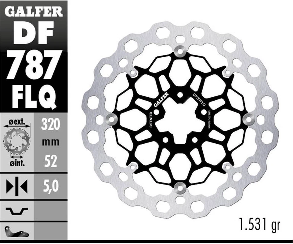Galfer Front Brake Disc FLOATING (C. STEEL) 320x5mm KTM 690 DUKE R 2013 > 2016 - Image 1 of 1