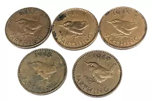 # C9183 GREAT BRITAIN FARTHINGS COINS, 5 DIFFERENT DATES - Picture 1 of 2