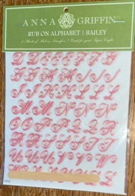 Libro de recortes de Navidad raro Anna Griffin letras del alfabeto rojo y verde frotar 2 shts Foto 1 de 4