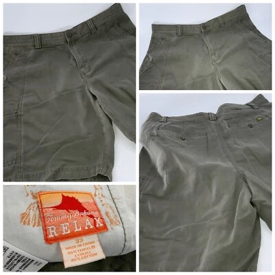 Tommy Bahama Relax Shorts Sz 35 33 Army Green Linen Cotton Flat YGI E2-445 - Image 1 of 4