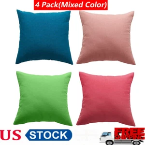 Set of 4 Outdoor Pillow Covers Waterproof Throw Pillowcase Patio Square Cover - Picture 1 of 9