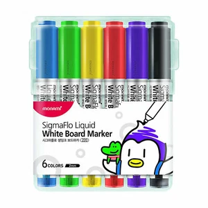Juego de 6 colores marcadores de pizarra Monami alimentación directa líquida punta de bala - Imagen 1 de 1