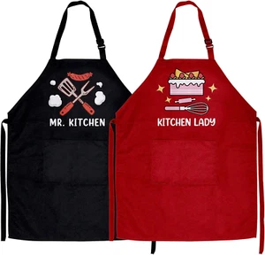 2er Pack Paarschürzen, Schürzen zum Kochen, lustige Küchenschürzen für Paare - Bild 1 von 13
