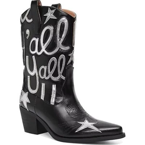 Stivali western HOCHFART donna taglia 11 neri metallizzati cowgirl pull on - Foto 1 di 8