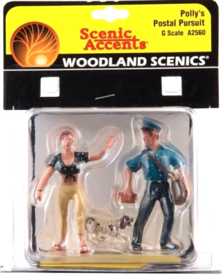 Woodland Scenics ~ New ~ G Scale ~ Figures ~ Polly's Postal Pursuit ~ A2560 - Image 1 of 2