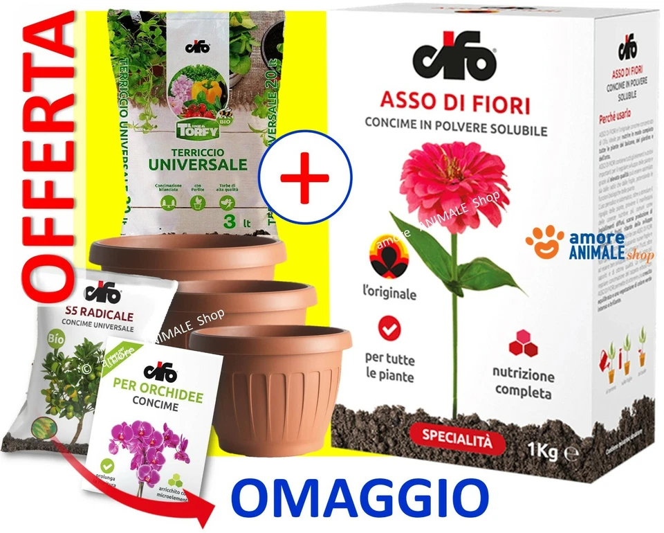 Cifo ASSO DI FIORI 1 kg - Concime Solubile in Polvere NPK 20.20.20 Fertilizzante