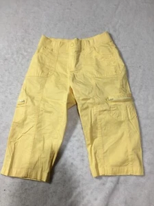 Lee Long Shorts Womens 4 Relaxed Fit Yellow Pockets Elastic Waist - Picture 1 of 10
