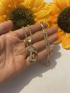 Alphabet Anfangsbuchstabe Krone Anhänger Seilkette Hip Hop Unisex Halskette/Gold - Bild 1 von 6