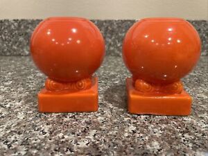 Fiesta Ware Vintage Ball Candle Holders in Radioactive Red