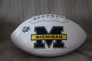STEVE HUTCHINSON MICHIGAN WOLVERINES SIGNIERTES LOGO FUSSBALL MIT COA - Bild 1 von 4