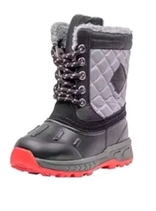 Carter’s Toddler Boys Size 11 Lace Up Winter Snow Boots Lined Black Gray Red NEW - Picture 1 of 23