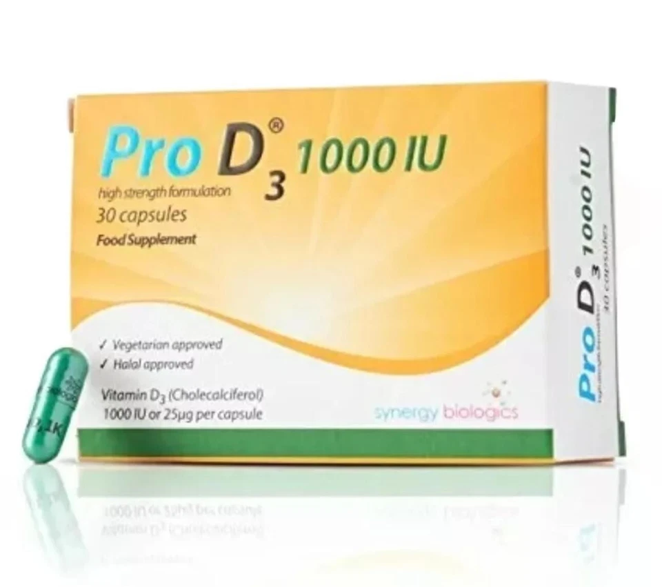 Pro D3 Vitamina D3 1000 UI Cápsulas x 30 (Aprobado Halal/Vegetariano) Foto 1 de 1